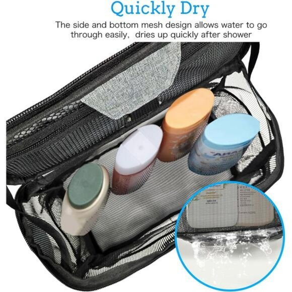 Large mesh shower caddy tote bag bathroom organizer travel gym dorm camping - Picture 5 of 8